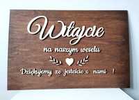 Rustykalna tablica powitalna Witajcie wesele ślub