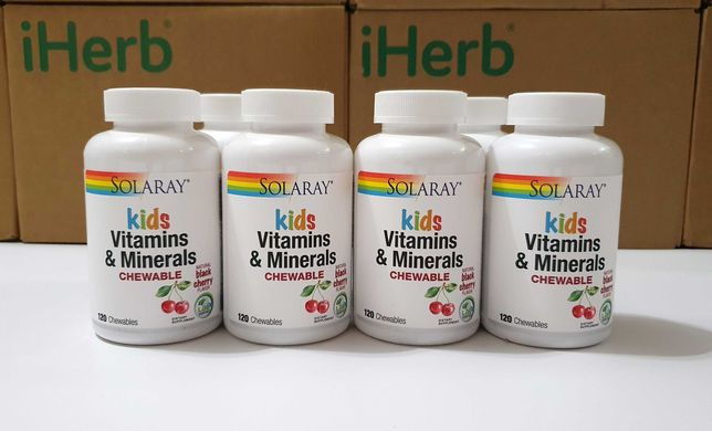 Solaray Kids, детские витамины, 120 жевательных таблеток, для детей