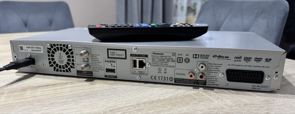 Panasonic DMR-BST755 #Nagrywarka Blu-Ray DVD HDD #500GB #2xUSB#2xDVB-S