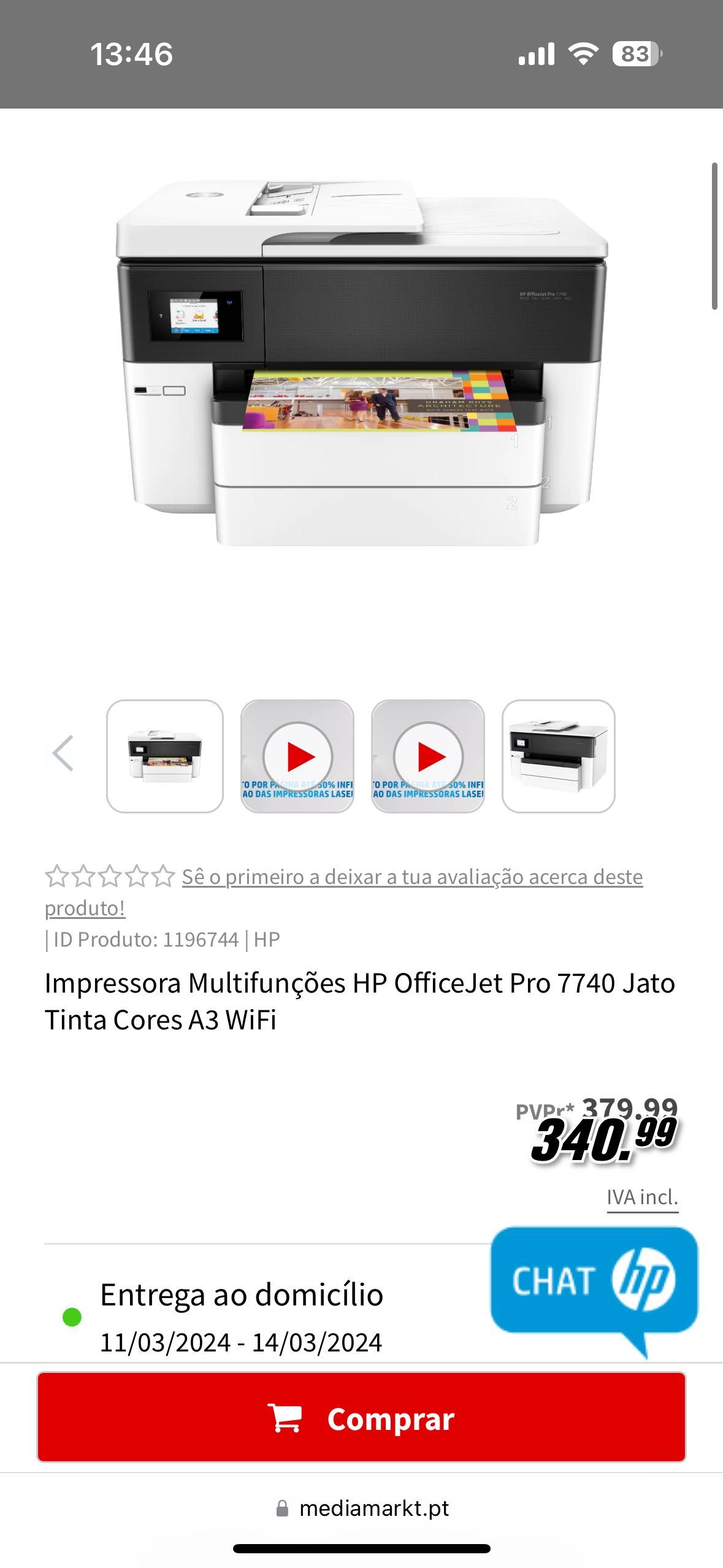 Impressora Multifunções HP Officejet Pro 7740 All-In-One