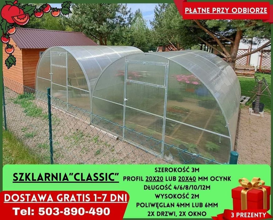 Szklarnia 3x4m Ogrodowa poliwęglan 4/6 mm Sprzedam Gratisy Ełk