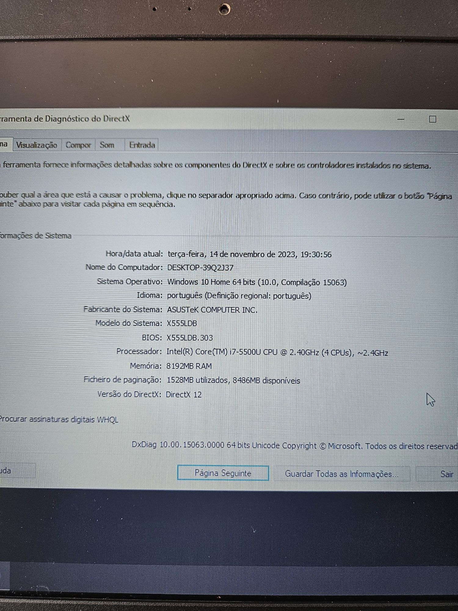 Portátil Asus X555