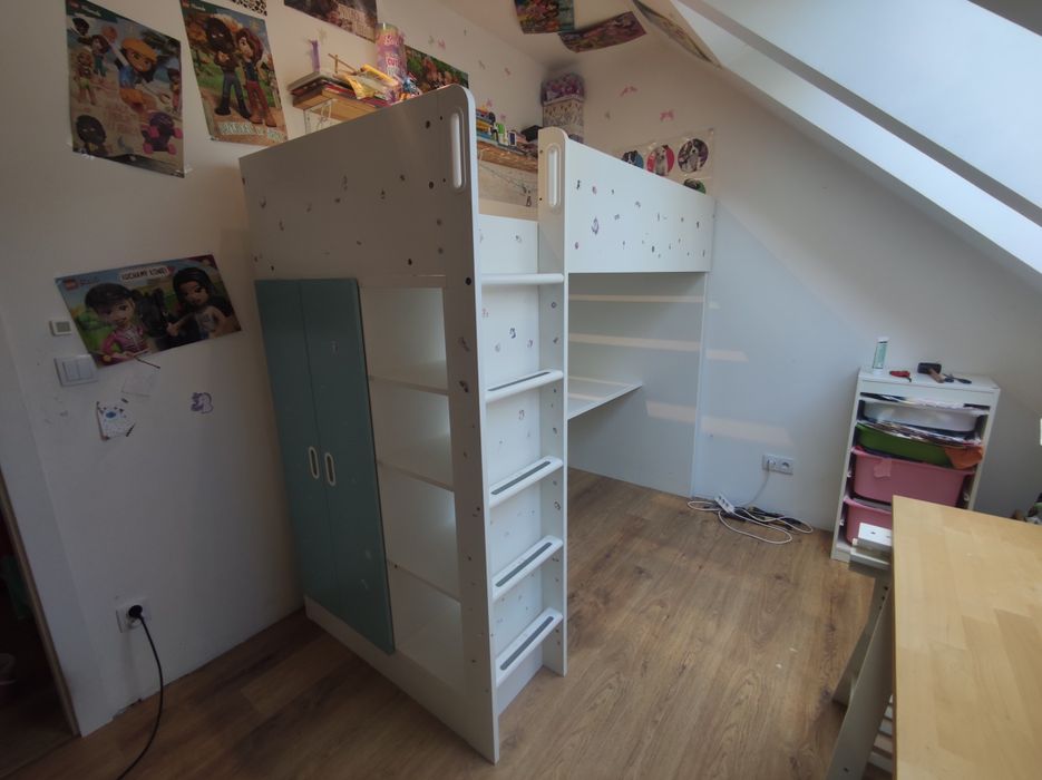 Łóżko na antresoli 4 w 1 IKEA SMASTAD - stan dobry+