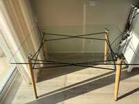 Mesa retangular de jantar de vidro e faia 120x80 sklum como nova