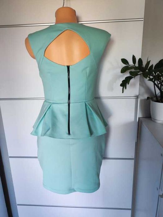 New Look r 40 miętowa sukienka z basinką wesele chrzciny komunia