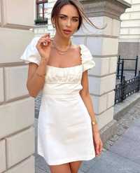 Платье белое сарафан с рукавами Зара Zara размер ХС