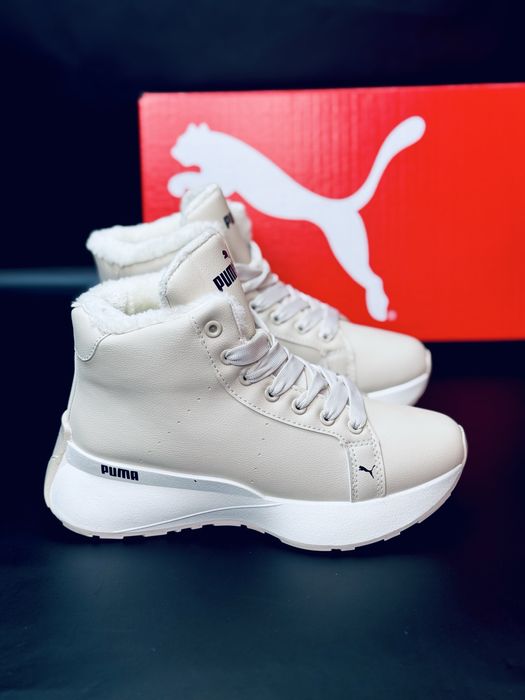 Ботинки Пума / кожаные кроссрвки Puma зимние / кросівки зимові жіночі