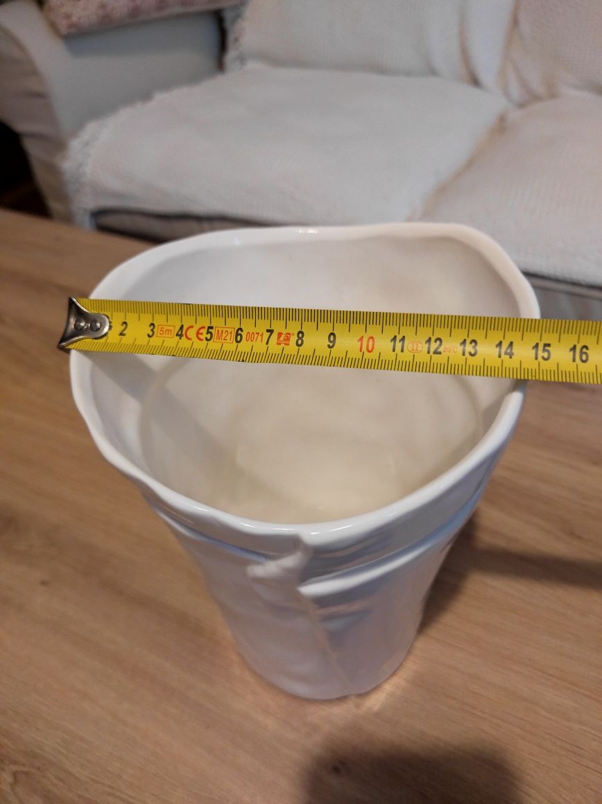 2szt Doniczki ceramiczne - złamana biel - doniczka - wazon