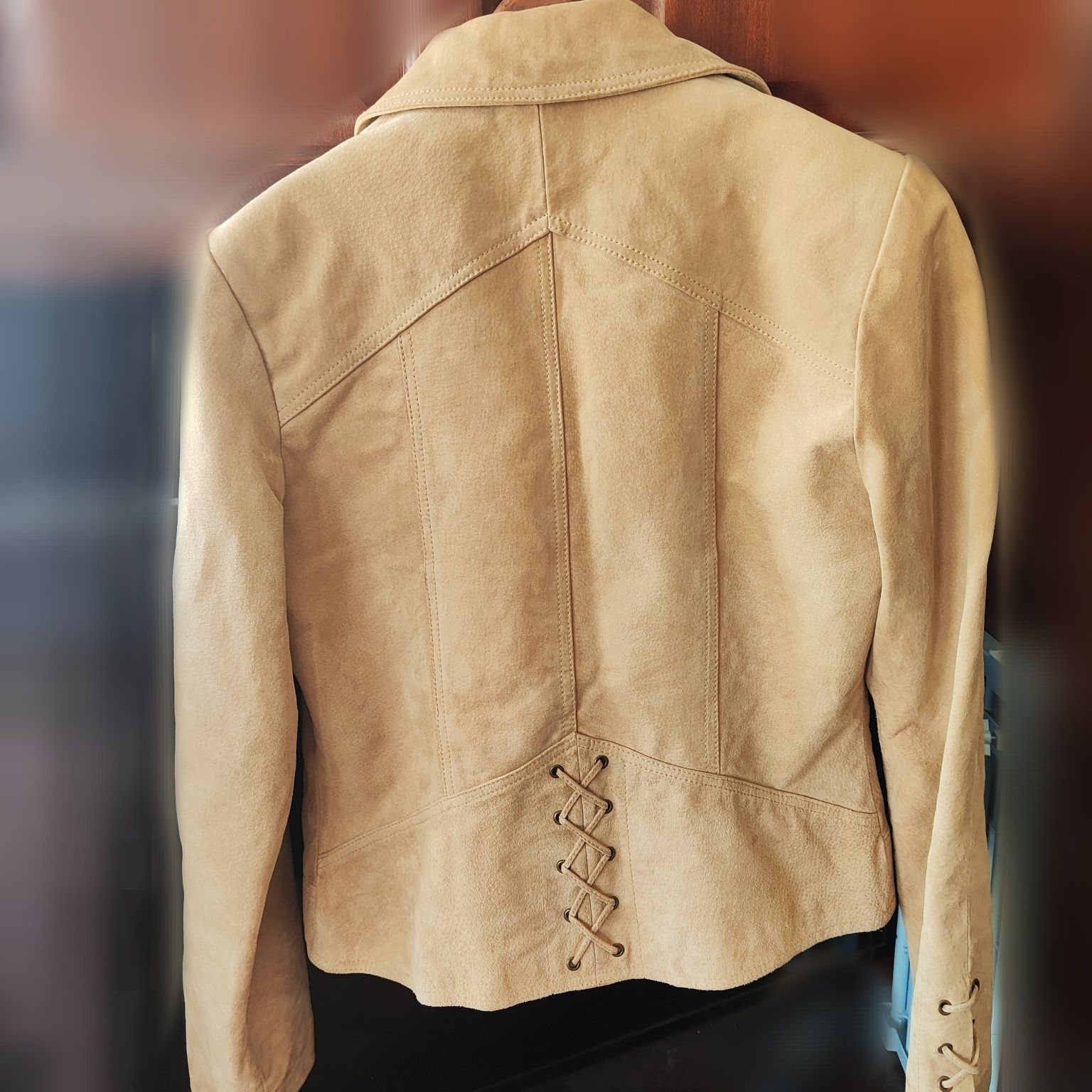 Casaco Blazer Pele Vintage Joie de Vivre - Beje