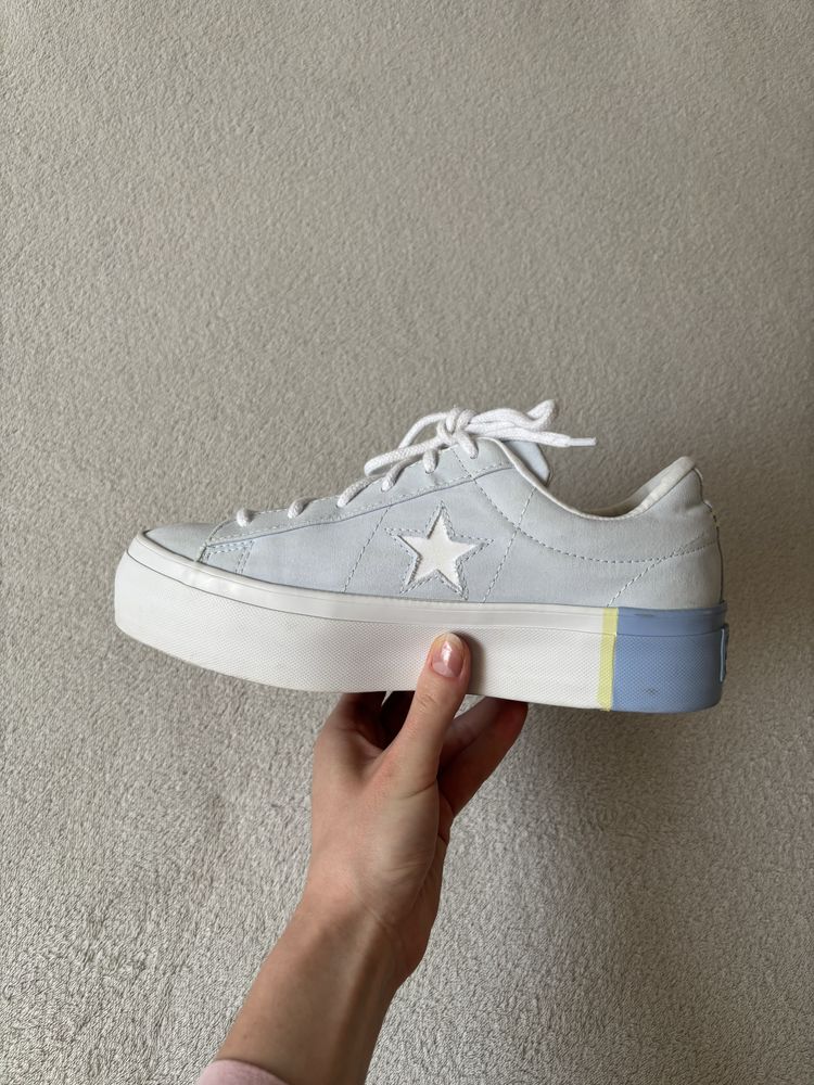 Turkusowe tenisowki na platformie Converse r.39