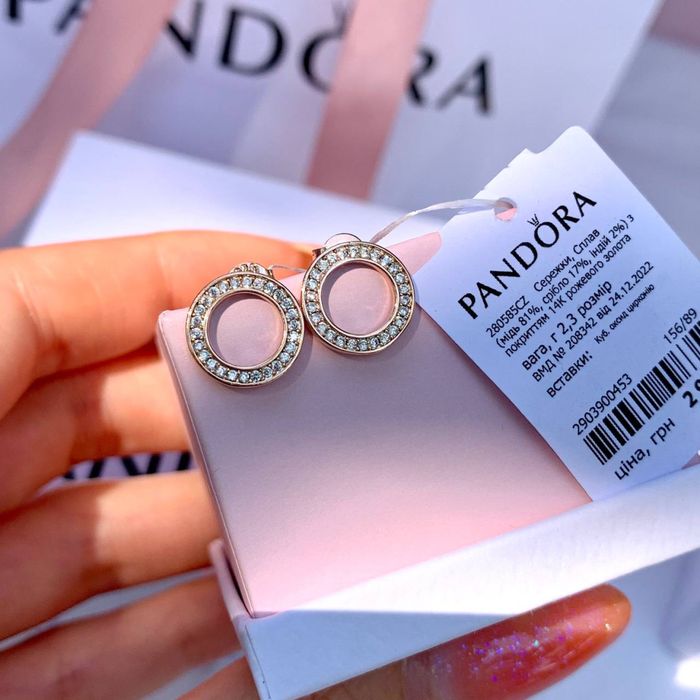 Серёжки ПАНДОРА, Pandora, Пандора оригінал бірка Пандора серьги