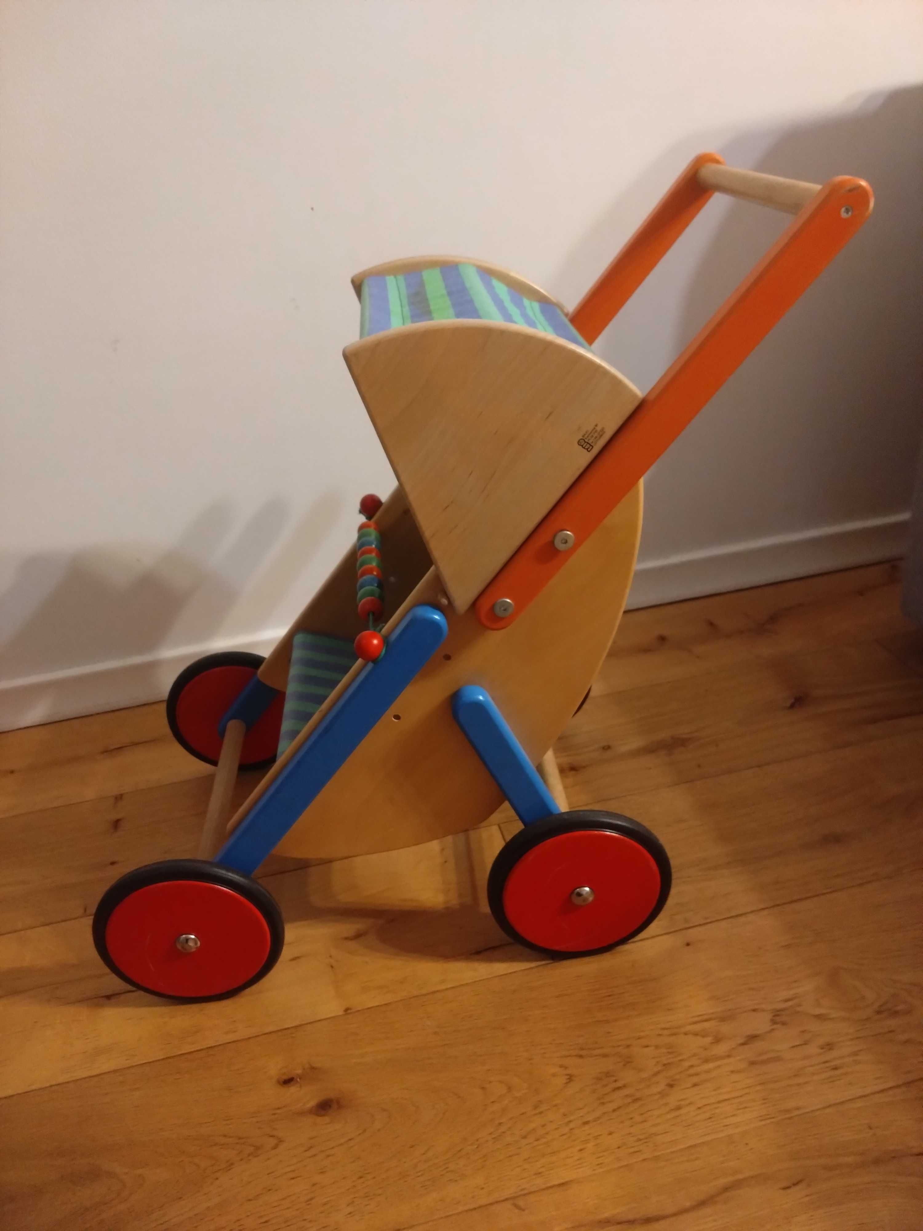 Wózek dla lalek dziecięcy drewniany Bajo - do zabawy, dla lalek