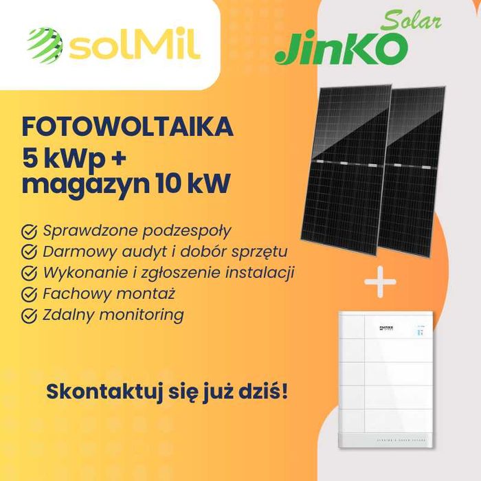 fotowoltaika | Jinko + Sofar Solar | 5 kW + magazyn 10 kWh | dotacje
