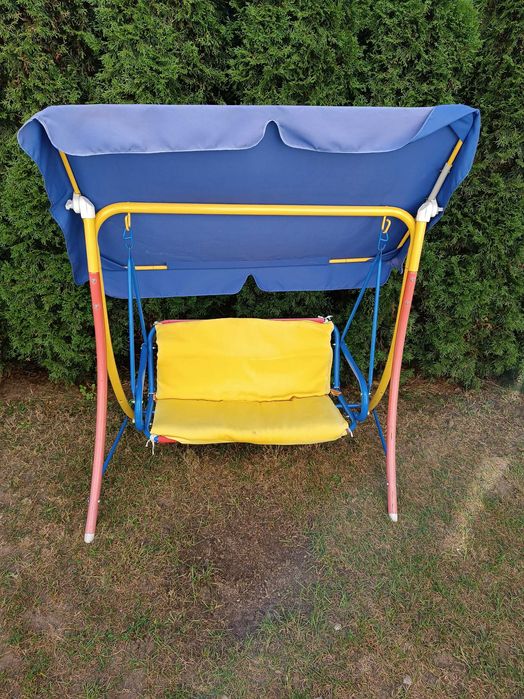 huśtawka ogrodowa dziecięca 2 osobowa stojąca metalowa bujana