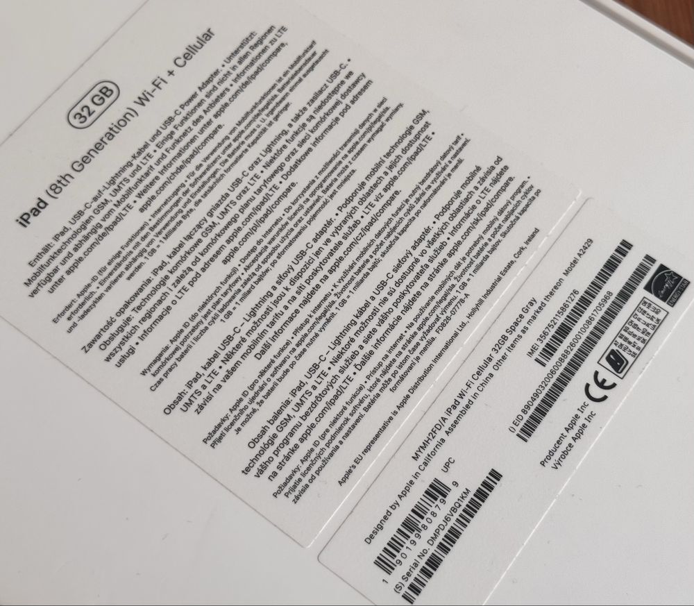 Tablet Apple iPad 10,2 SIM Cellular LTE WIFI Bez Rat