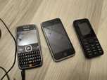 3 telefony. Nokia e72, iphone i inny.