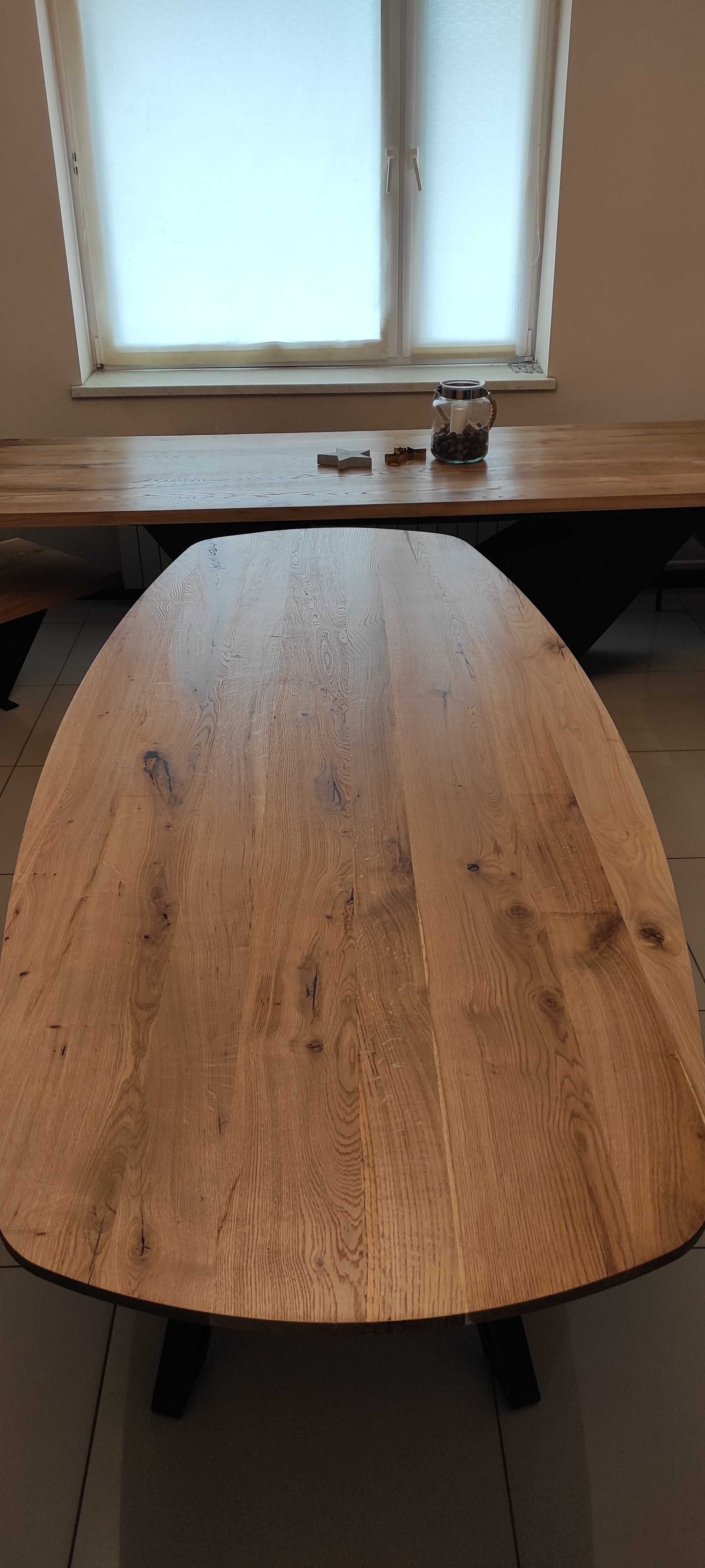 stół lity dąb owalny krawędź zacięta 240x100 producen dostępny od ręki