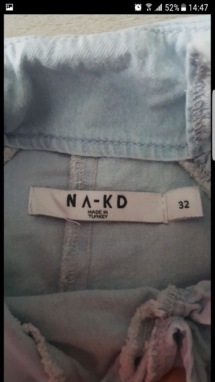 Sukienka NA-KD 32 bufki jeansowa dsins