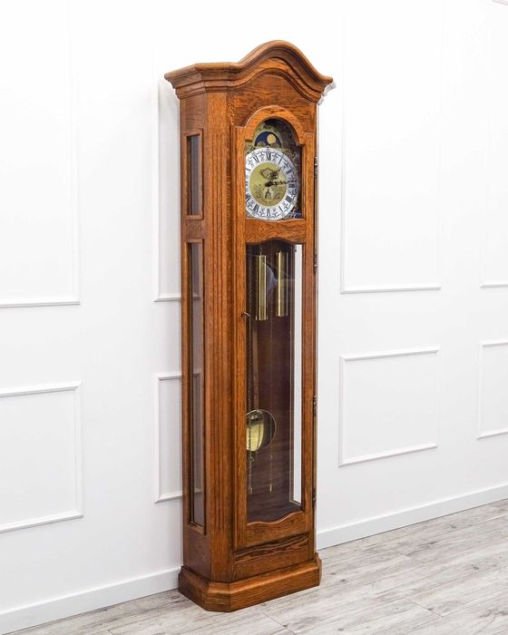 Holenderski Dębowy ZEGAR Stojący z Certyfikatem ZŁOTA TARCZA wahadło