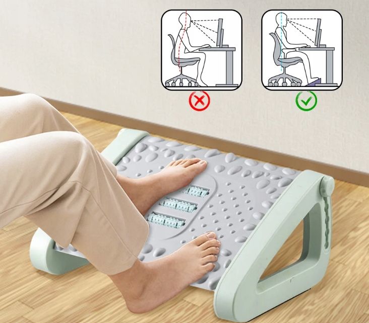 Podnóżek Biurowy Regulowany Ergonomiczny Do Stóp Biurko Z Rolkami