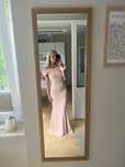Sukienka maxi dluga morelowa syrenka wesele slub elegancka M
