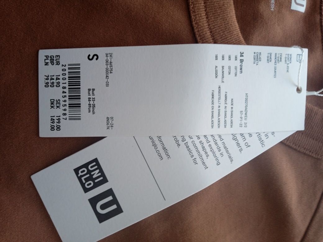 Uniqlo nowy  lniany t-shirt rozm S 36