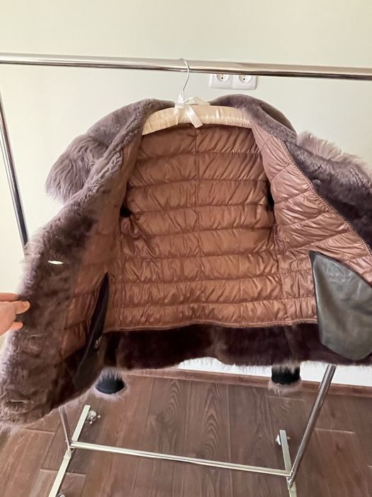 Укорочена натуральна шкіряна дублянка куртка