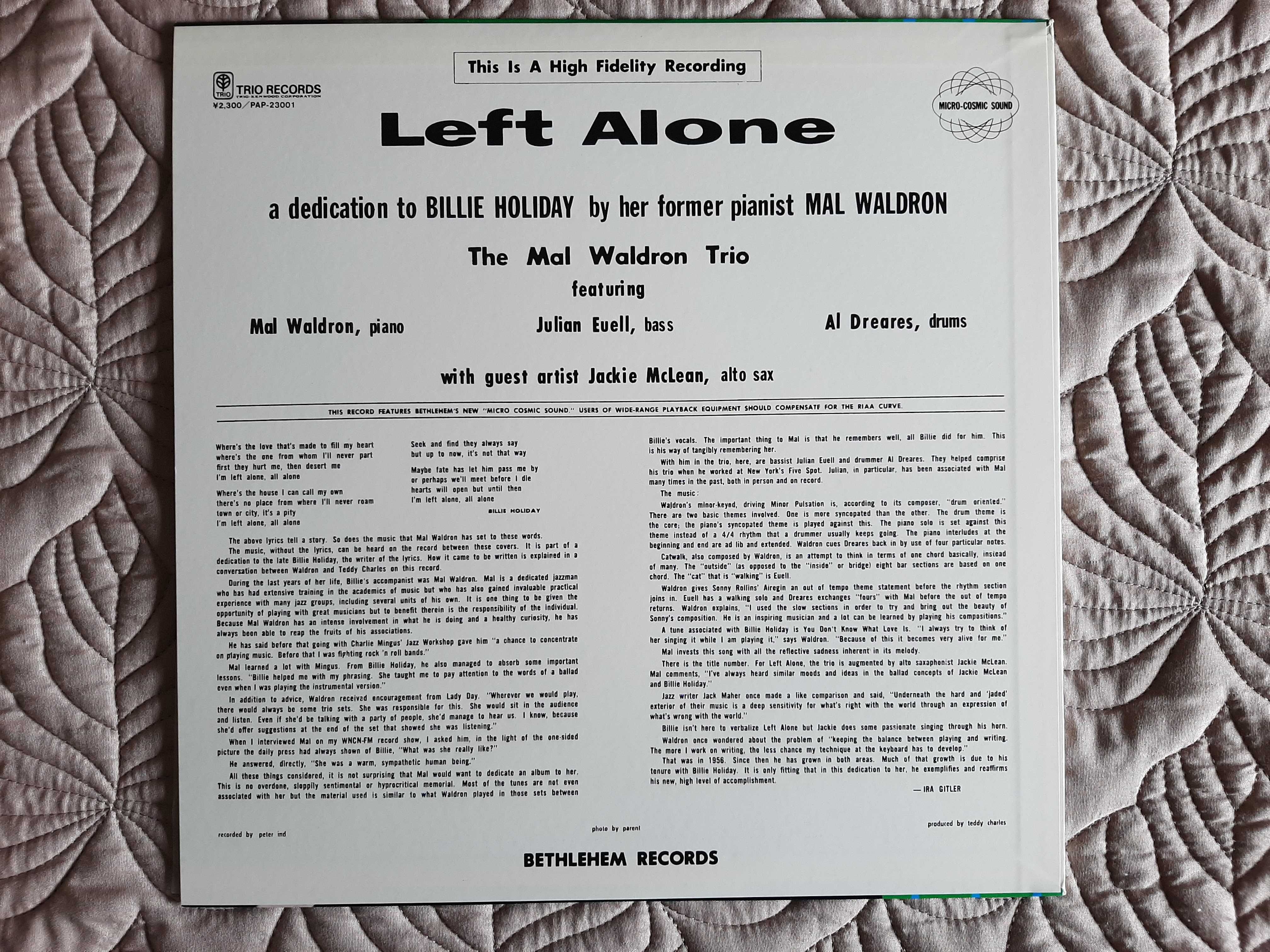 Mal Waldron - Left Alone - Japão - Vinil LP Jazz