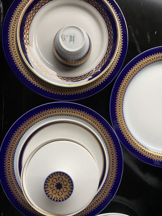 THOMAS ROSENTHAL stara porcelana złoto kobalt 3 duże talerze