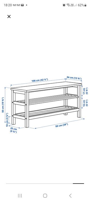 Ławka półka na buty z siedziskiem + wieszak Ikea Tjusig