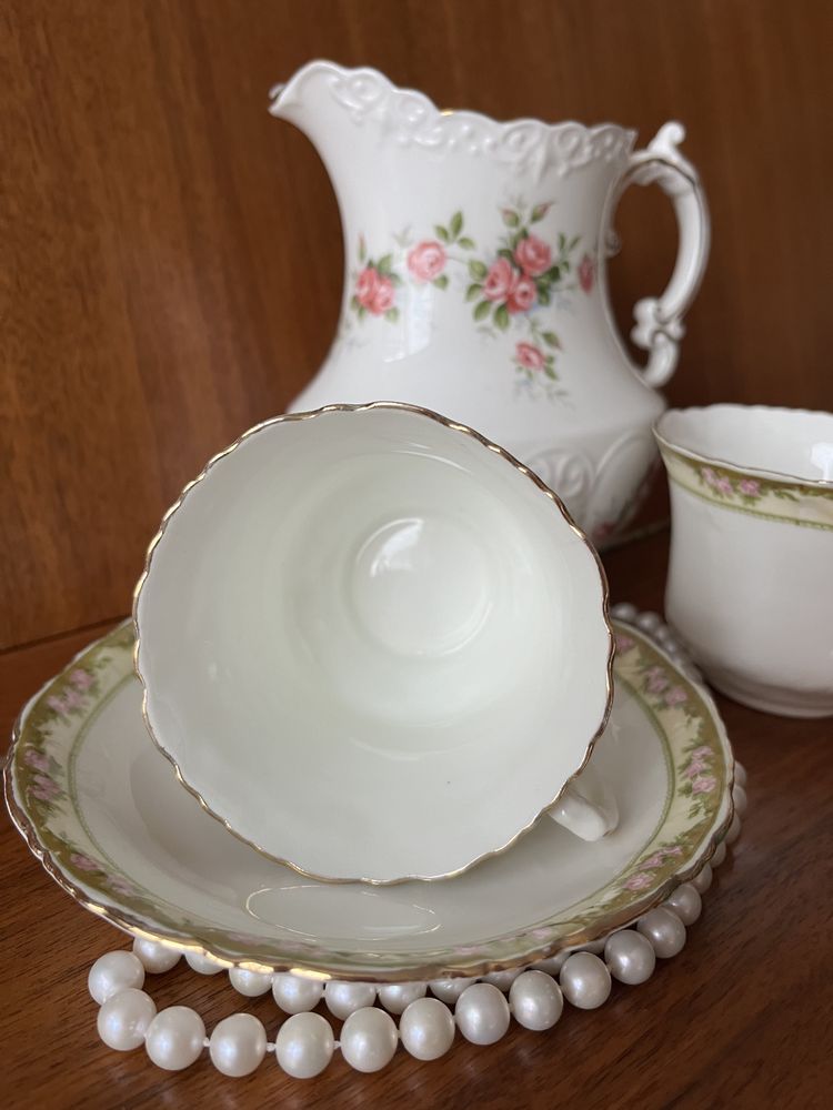 XIX Antyk Wiktoriańska PARAGON Filiżanka Angielska Porcelana Róże