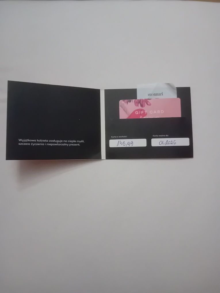 Karta podarunkowa Gift Card do sklepu Monnari o wartości 149,99 zl