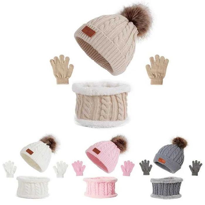 Piękny komplet dziecięcy czapka komin rękawiczki 1-6 lat zima szary