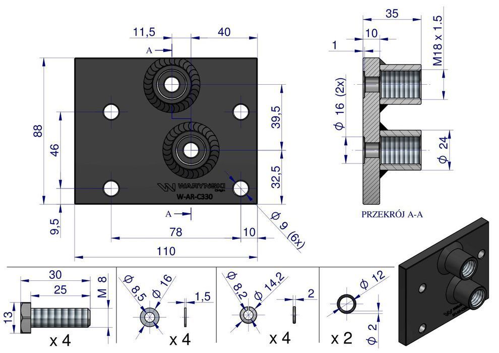Adapter zewnętrznego rozdzielacza w ciągniku rolniczym Ursus C-330