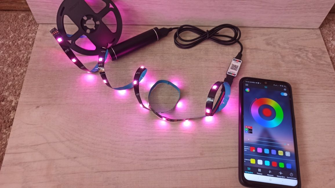 Светодиодная лента LED Bluetooth управление смартфоном 3/5 метров