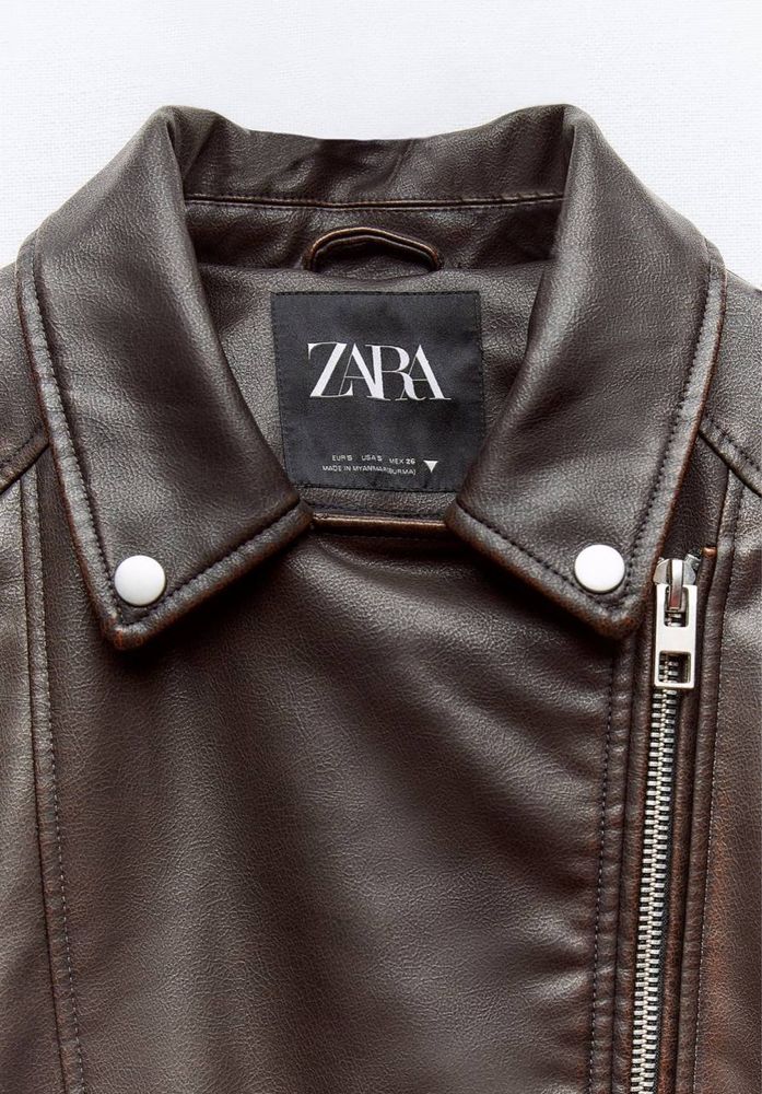 Нова коричнева оверсайз шкірянка Zara