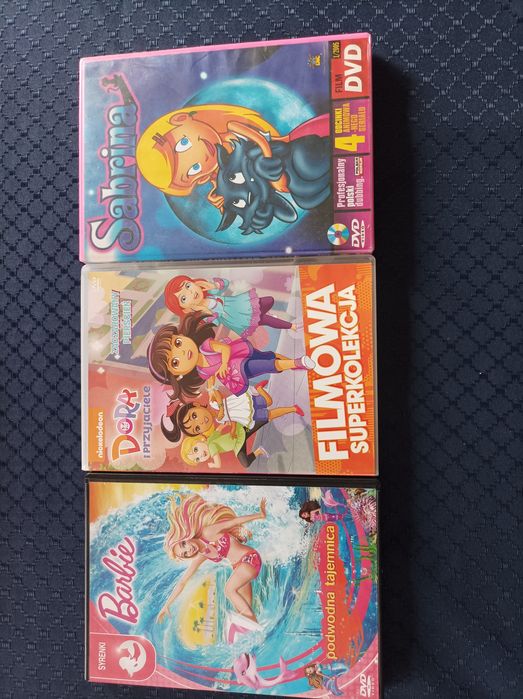 3 bajki DVD barbie Dora Sabrina