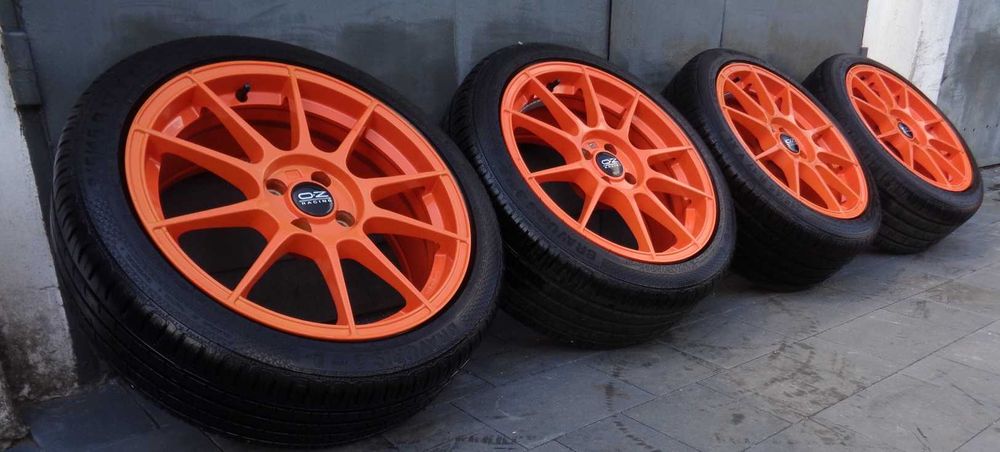Pomarańczowe alufelgi OZ 17 cali 4x100 Opel, Toyota, Kia, Honda, opony