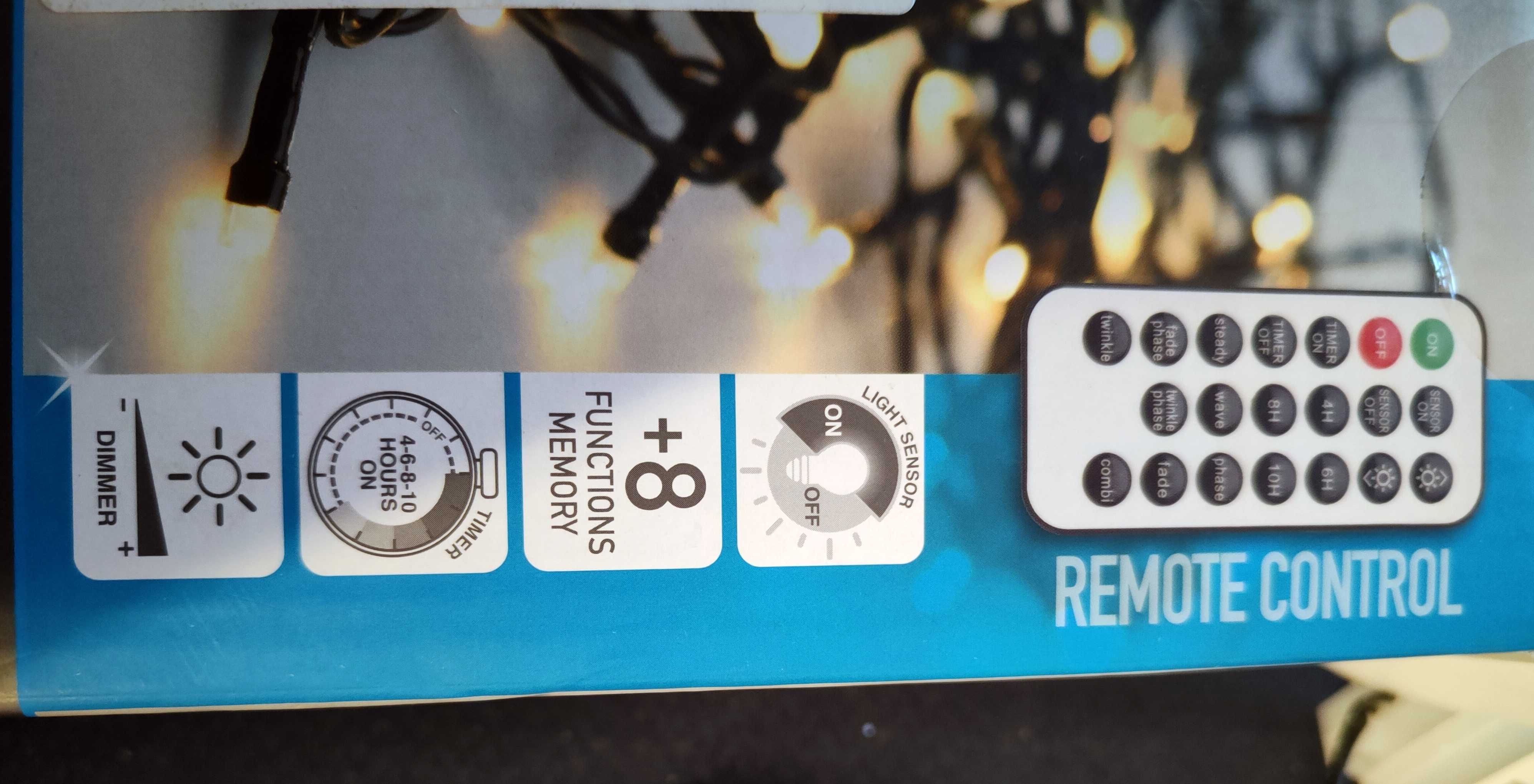 Światełka choinkowe 12 metrów 120 LED + PILOT na choinkę NOWE