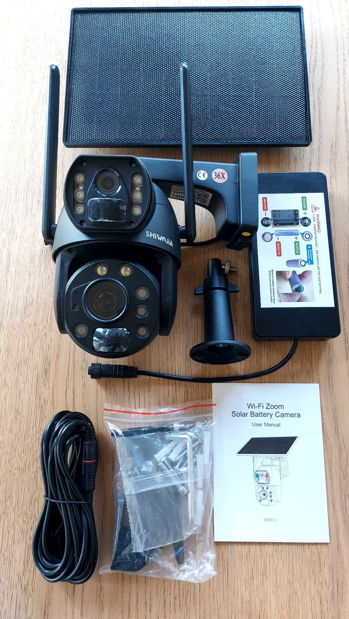 Kamera Solarna WiFi 8Mp 36X Zoom optyczny 2xObiektyw+KartaSD128GB 4K