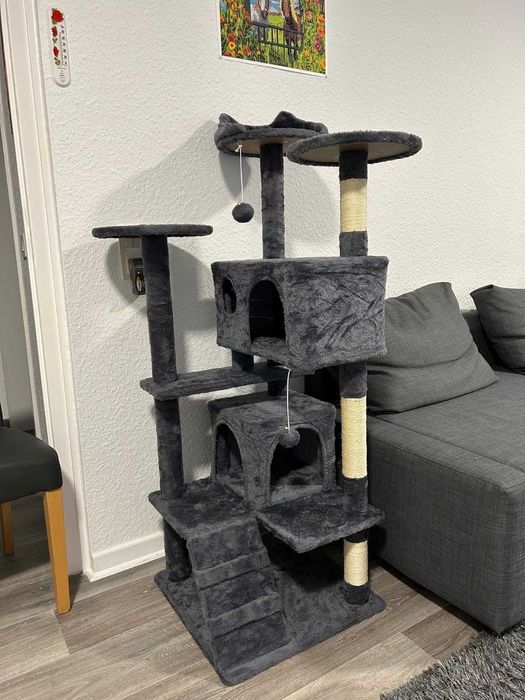 Drapak dla Kota Wielopoziomowy, Stabilny i Komfortowy Ciemnoszary NOWY