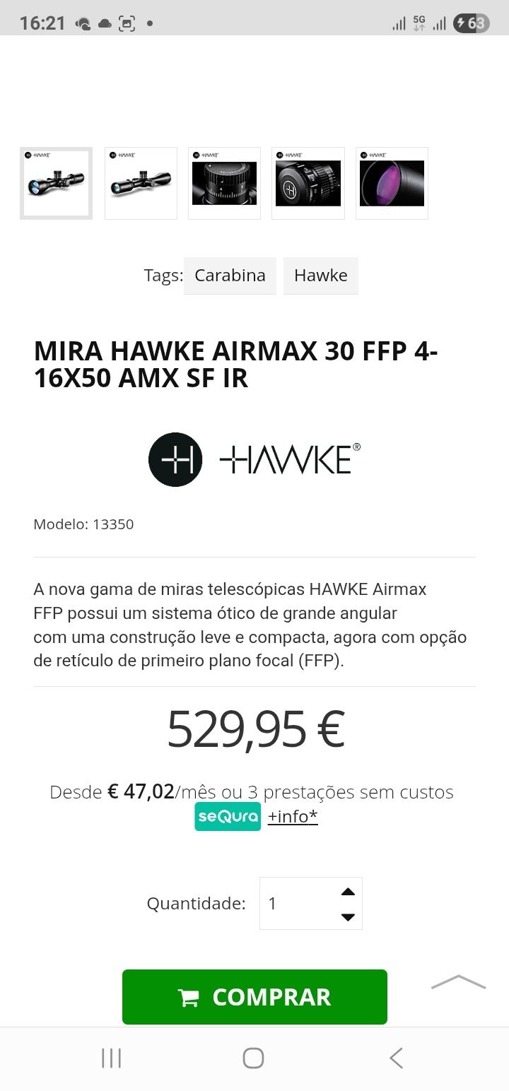 Mira carabina Hawke Airmax 30 FFP 4-16X50 AMX SF IR