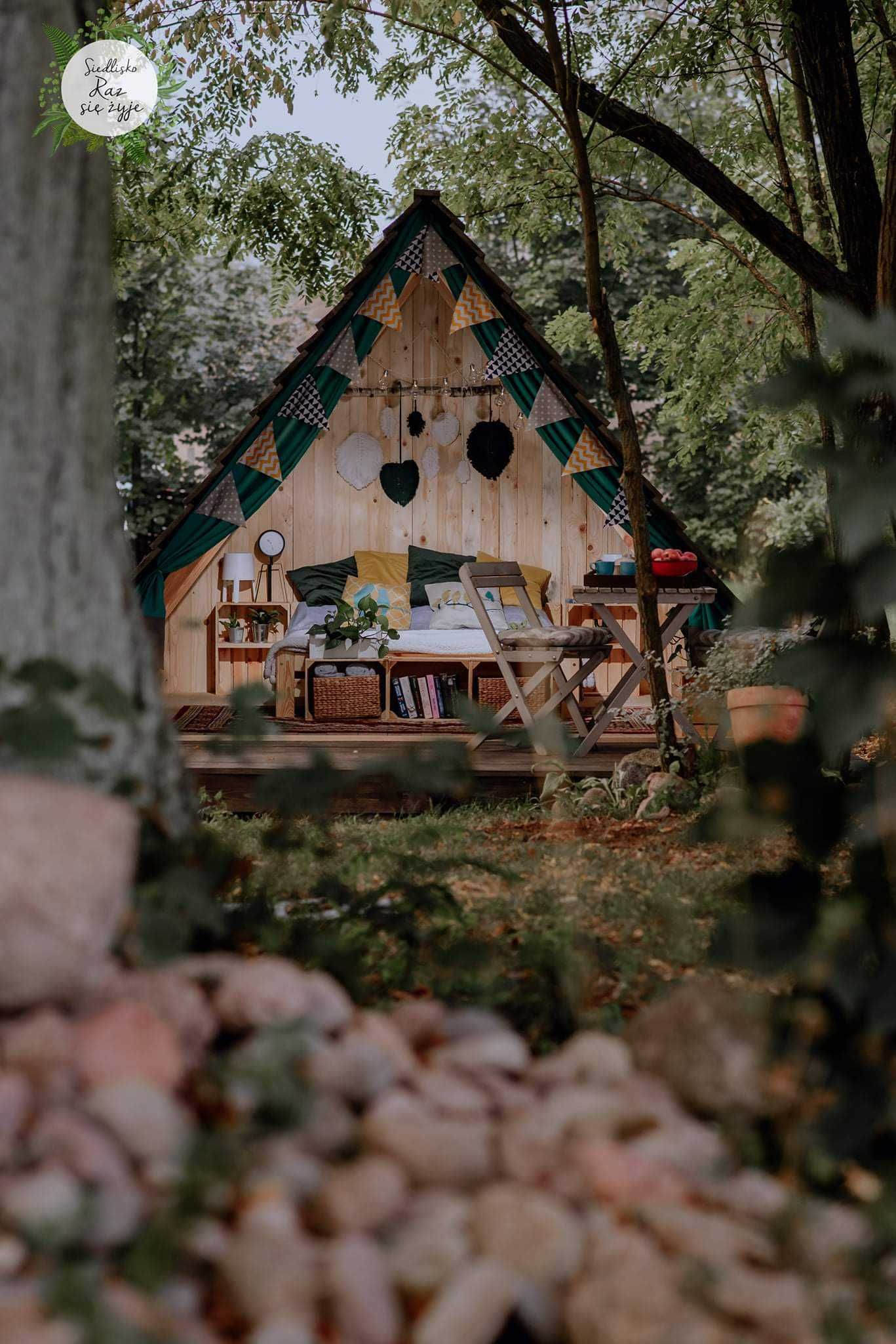 Domek / Szałas / Glamping - jacuzzi, rowery - 50 min z Wwy.