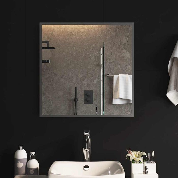 Lustro Łazienkowe LED 60x60 cm Przezroczyste IP65 z Interfejsem USB