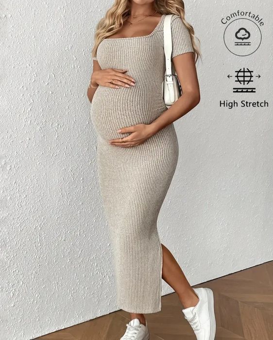 Довга сукня в рубчик