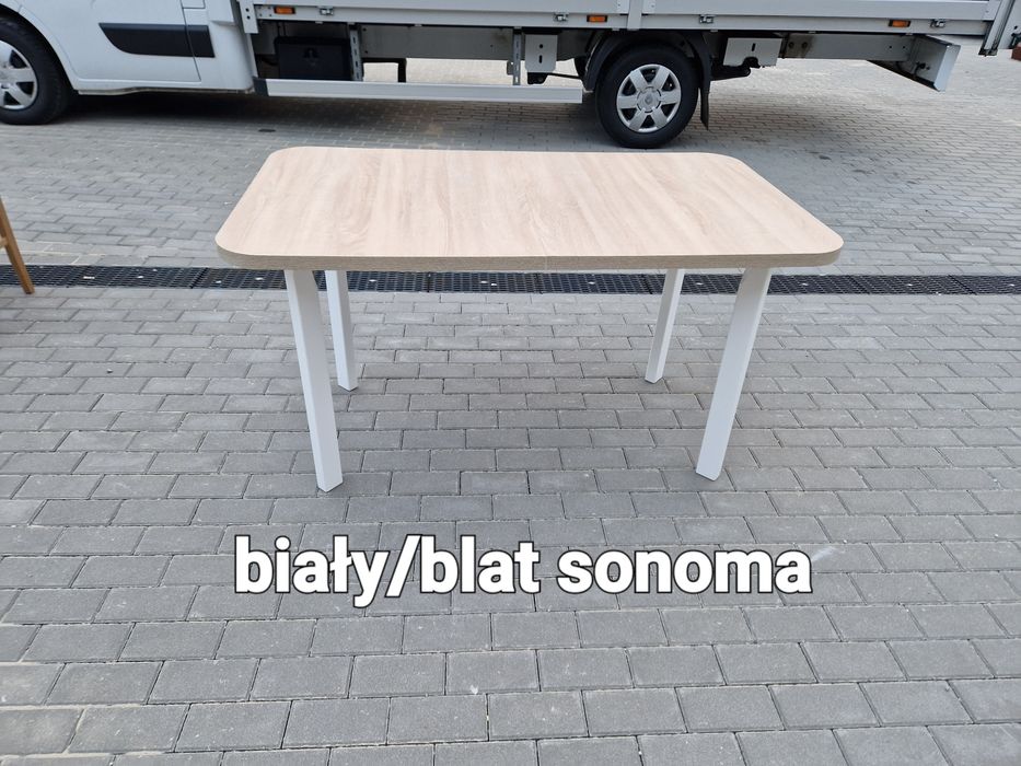Nowe: Stół 80x140 rozkładany na 180 cm , biały/blat sonoma , dostawaPL