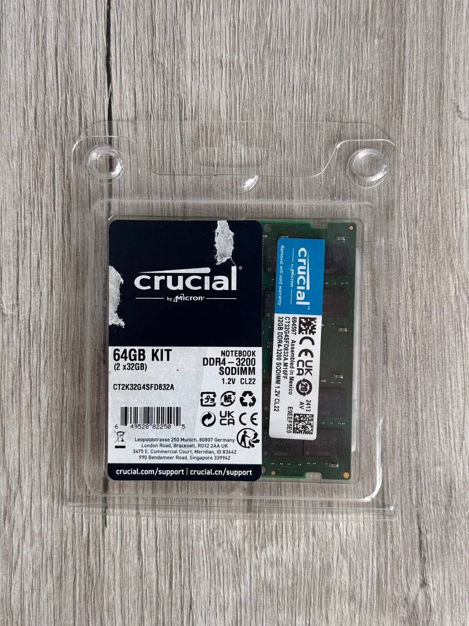 Оперативна памʼять Crucial DDR4 SODIMM 64GB 3200MHz (CT2K32G4SFD832A)