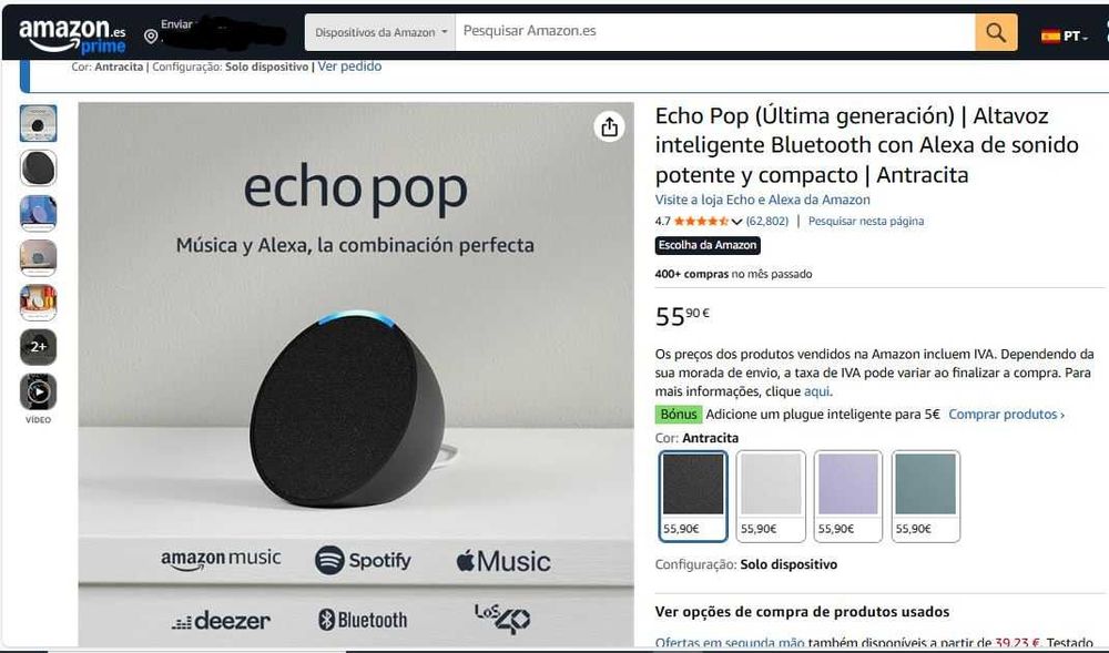 Echo Pop (Última generación) | Altavoz inteligente Bluetooth