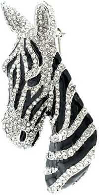 Broszka czarna zebra z kryształami