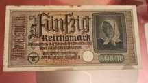 Banknot Niemcy III Rzesza 50 Marek 1939 Swastyka Tłoczona